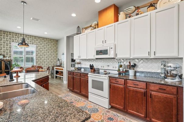 Interior, Kitchen, Pendant Lights, Recessed Lighting, Wood Texture Flooring