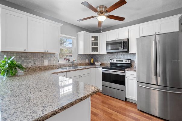 Interior, Kitchen, Stainless Steel Appliances, Wood Texture Flooring