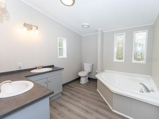 Bathroom, Dual Sink Vanities, Interior, Wood Texture Flooring