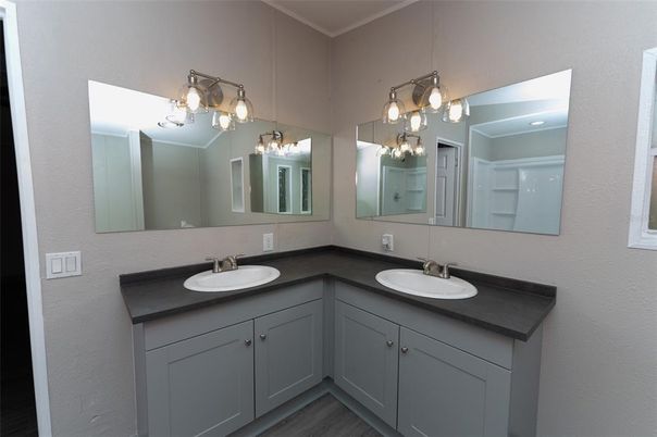 Bathroom, Dual Sink Vanities, Interior, Wood Texture Flooring