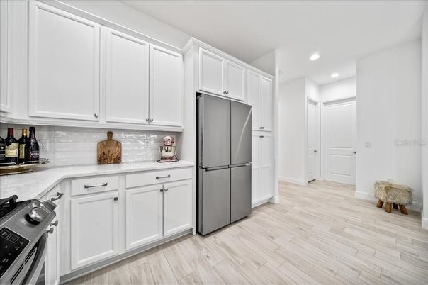 Interior, Kitchen, Recessed Lighting, Wood Texture Flooring