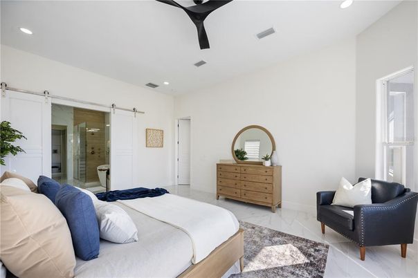 Bathroom, Bedroom, Glass Shower, Interior, Marble, Recessed Lighting