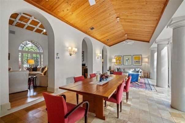Dining room, Interior, Living room, Wooden Beams, Wooden Ceilings, Wood Texture Flooring