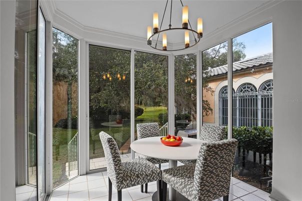 Chandelier, Dining room, Interior, Sun Room
