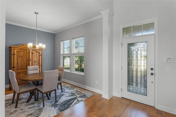 Chandelier, Dining room, Interior, Wood Texture Flooring