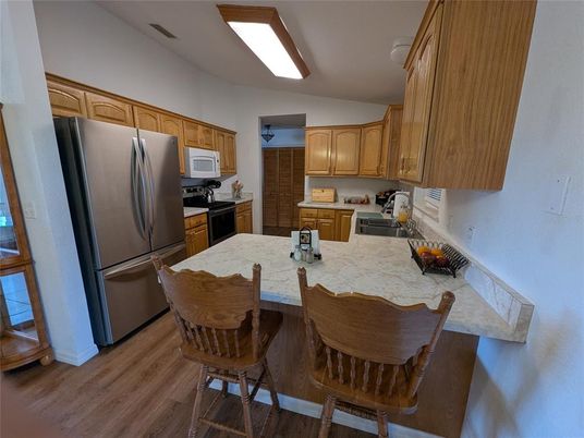 Interior, Kitchen, Stainless Steel Appliances, Wood Texture Flooring