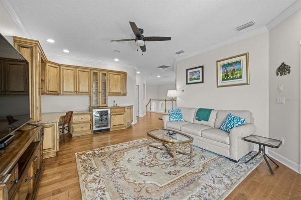 Interior, Kitchen, Living room, Recessed Lighting, Wood Texture Flooring