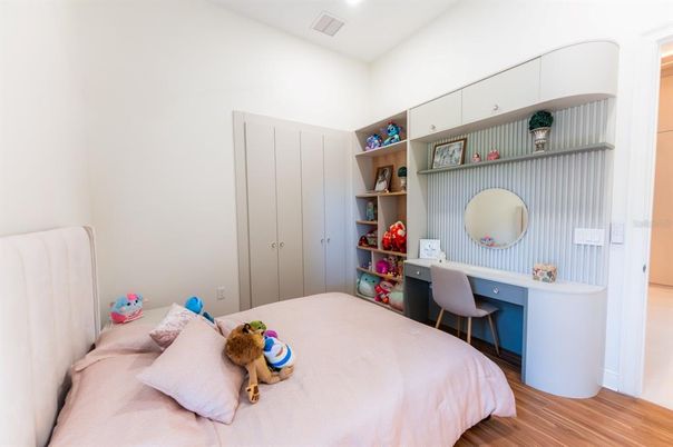 Bedroom, Home Office, Interior, Recessed Lighting, Wood Texture Flooring