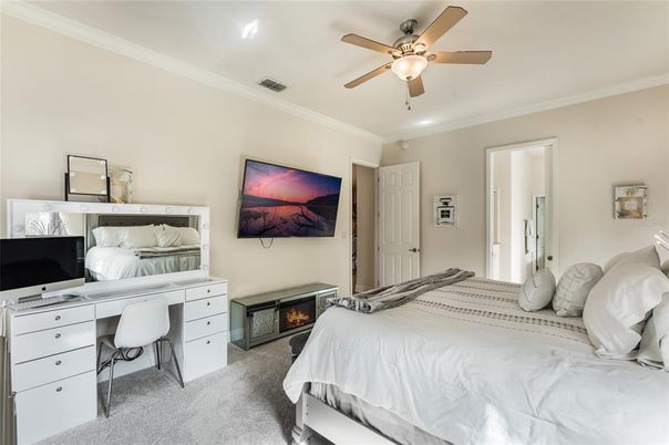 Bedroom, Fireplace, Home Office, Interior, Recessed Lighting