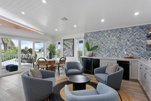 Dining room, Interior, Living room, Recessed Lighting, Wood Texture Flooring