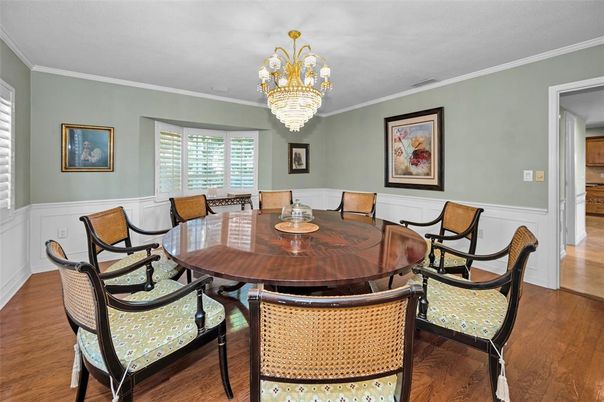 Chandelier, Dining room, Interior, Wood Texture Flooring