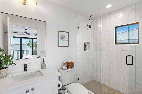 Bathroom, Glass Shower, Interior, Recessed Lighting