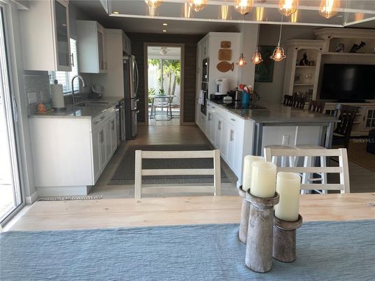 Interior, Kitchen, Pendant Lights, Wood Texture Flooring