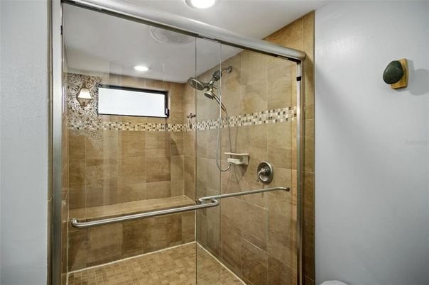 Bathroom, Glass Shower, Interior, Recessed Lighting