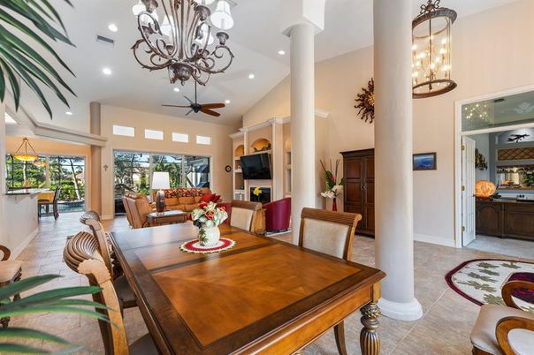 Chandelier, Dining room, Interior, Living room, Recessed Lighting