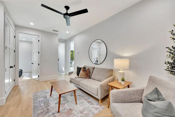 Interior, Living room, Recessed Lighting, Wood Texture Flooring