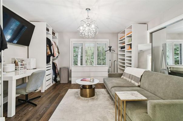 Home Office, Interior, Living room, Pendant Lights, Wood Texture Flooring