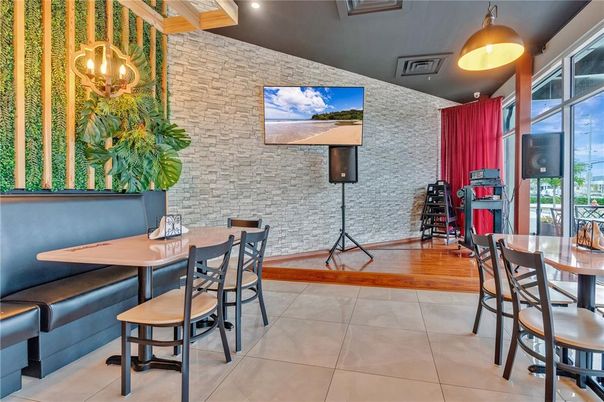 Dining room, Interior, Stone Walls, Wood Texture Flooring