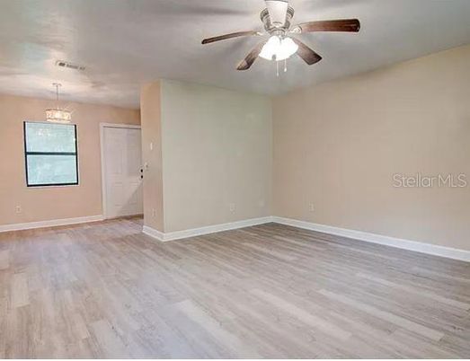 Chandelier, Empty room, Interior, Pendant Lights, Wood Texture Flooring