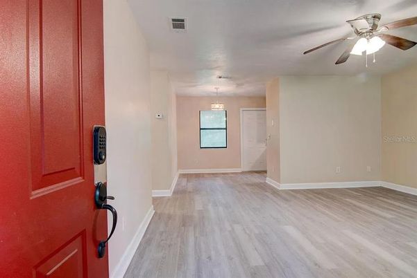Chandelier, Empty room, Interior, Pendant Lights, Wood Texture Flooring