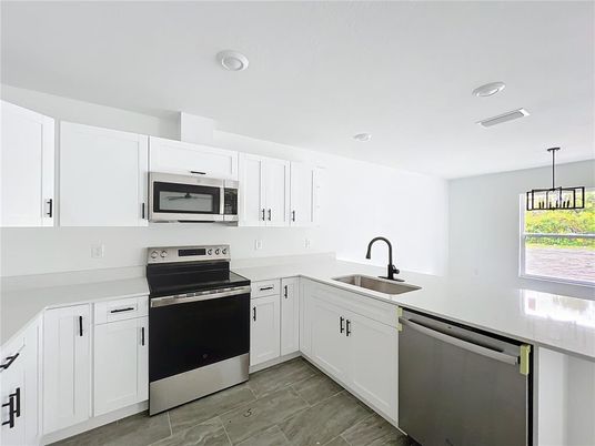 Interior, Kitchen, Pendant Lights, Recessed Lighting, Stainless Steel Appliances