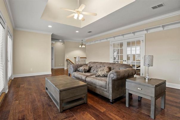 Interior, Living room, Recessed Lighting, Wood Texture Flooring