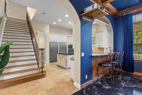 Interior, Kitchen, Marble, Recessed Lighting, Stainless Steel Appliances