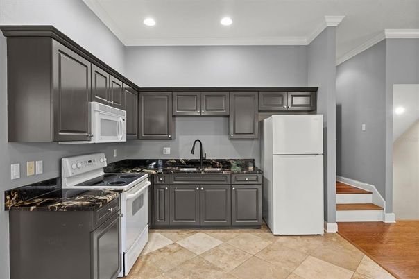 Interior, Kitchen, Recessed Lighting, Wood Texture Flooring