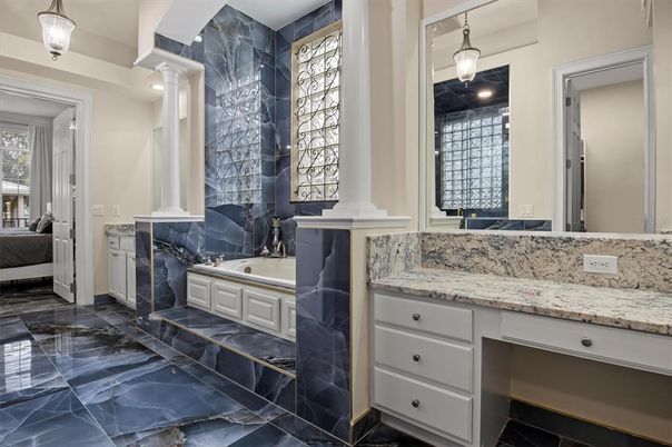 Bathroom, Bedroom, Interior, Marble, Pendant Lights