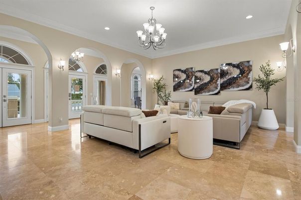 Chandelier, Interior, Living room, Recessed Lighting