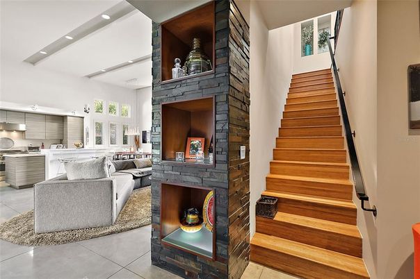 Fireplace, Interior, Kitchen, Living room, Pendant Lights, Recessed Lighting