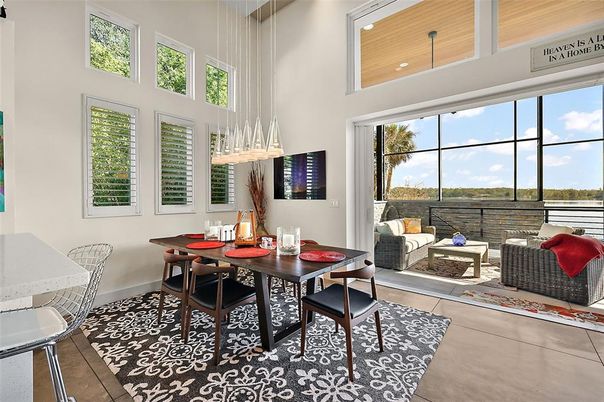 Dining room, Interior, Living room, Pendant Lights, Wooden Ceilings