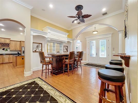 Interior, Kitchen, Pendant Lights, Recessed Lighting, Wood Texture Flooring