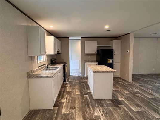Interior, Kitchen, Recessed Lighting, Wood Texture Flooring