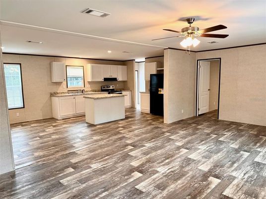 Interior, Kitchen, Recessed Lighting, Wood Texture Flooring