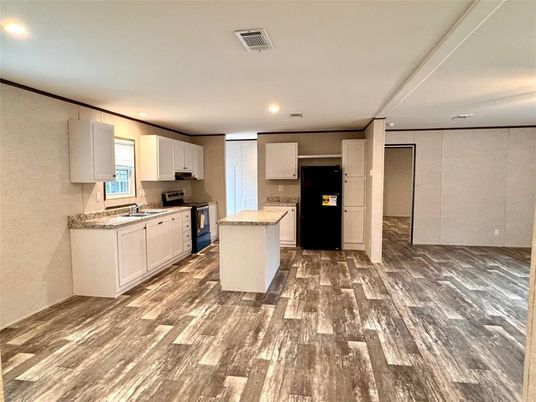 Interior, Kitchen, Recessed Lighting, Wood Texture Flooring