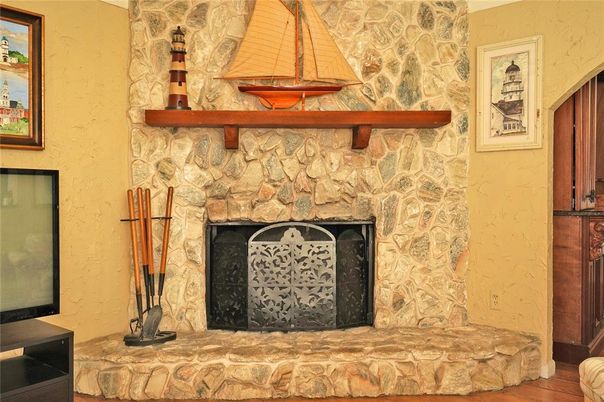 Fireplace, Interior, Stone Walls, Wood Texture Flooring