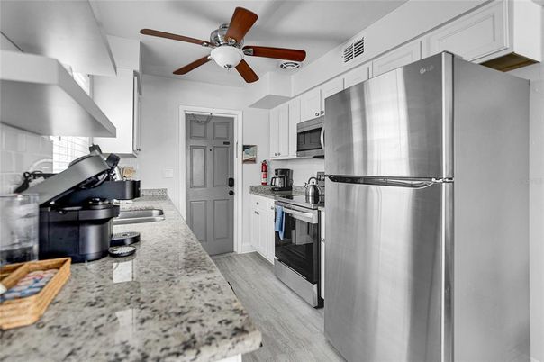 Interior, Kitchen, Stainless Steel Appliances, Wood Texture Flooring