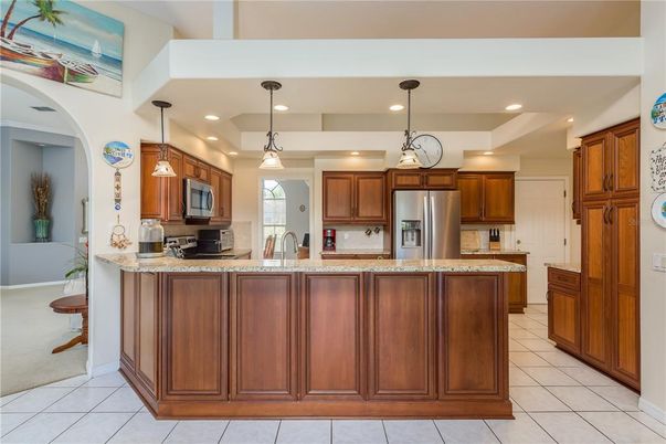 Interior, Kitchen, Pendant Lights, Recessed Lighting, Stainless Steel Appliances