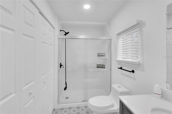 Bathroom, Glass Shower, Interior, Recessed Lighting