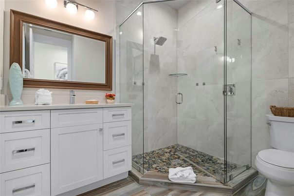 Bathroom, Glass Shower, Interior, Marble Walls