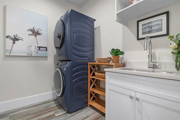 Interior, Washer, Wood Texture Flooring