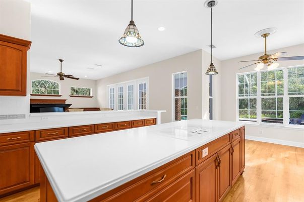 Interior, Kitchen, Pendant Lights, Recessed Lighting, Wood Texture Flooring