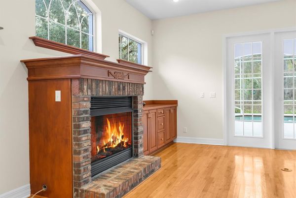 Fireplace, Interior, Recessed Lighting, Wood Texture Flooring