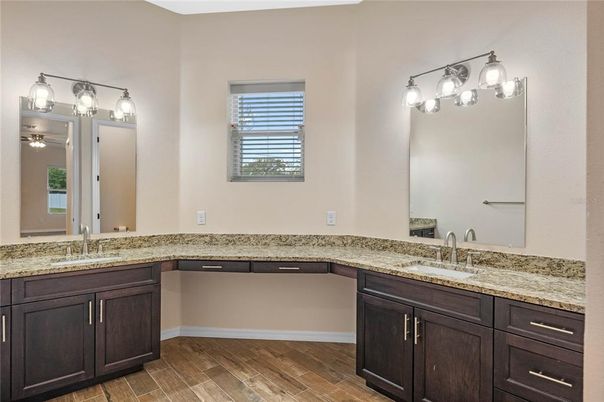 Bathroom, Dual Sink Vanities, Interior, Wood Texture Flooring