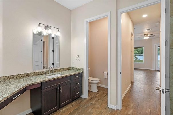Bathroom, Interior, Recessed Lighting, Wood Texture Flooring