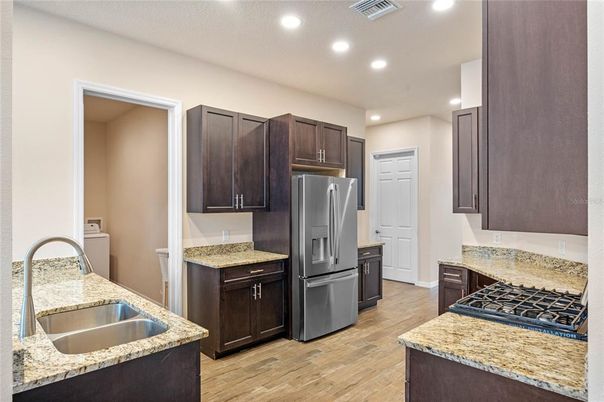 Interior, Kitchen, Recessed Lighting, Wood Texture Flooring