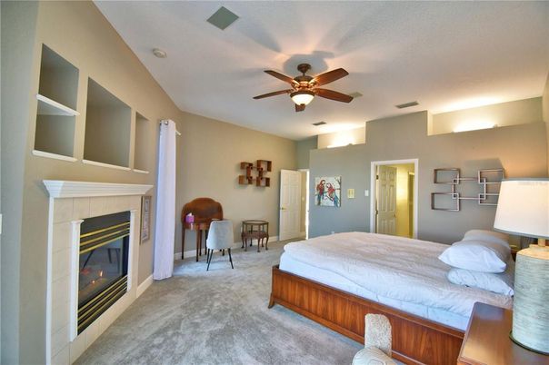 Bedroom, Fireplace, Interior
