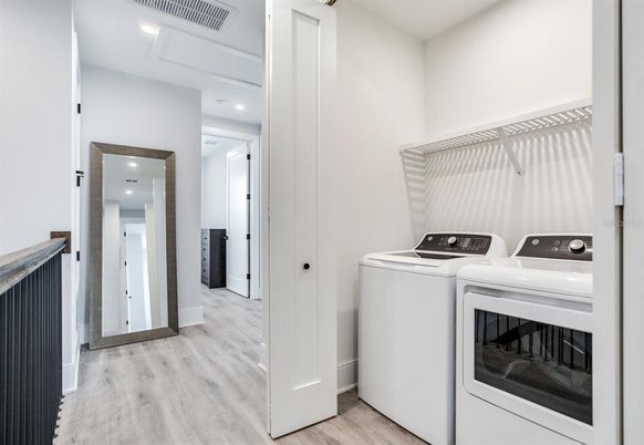 Interior, Recessed Lighting, Utility Closets, Washer, Wood Texture Flooring