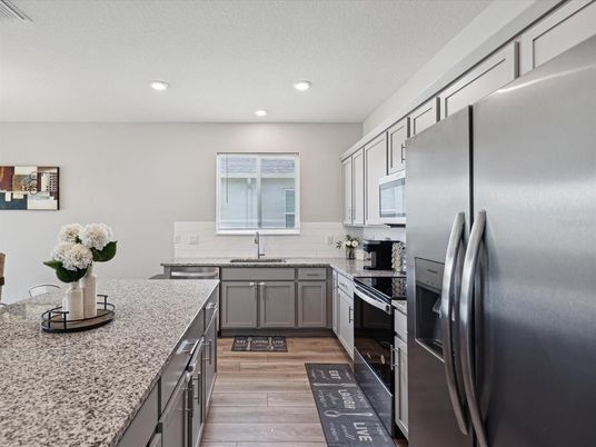 Interior, Kitchen, Recessed Lighting, Wood Texture Flooring